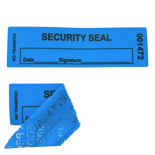 US PACK SMART 1"x3.35" Blue Non-Transfer Tamper-Evident Security Void Stickers/Labels/Seals with Sequential Numbers, Writable, Fan Folded for Convenience | 100-Pack - Image 1