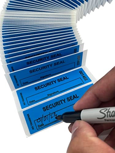 US PACK SMART 1"x3.35" Blue Non-Transfer Tamper-Evident Security Void Stickers/Labels/Seals with Sequential Numbers, Writable, Fan Folded for Convenience | 100-Pack - Image 5