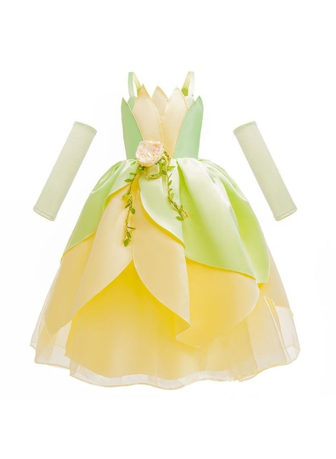 NIBEMINENT New Halloween Green elf dress, Princess Tianna and Tinker Bell children's performance costume - Image 1
