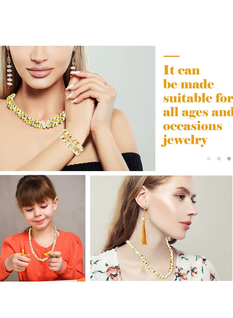 KASTWAVE 200 Pieces Flower Round Bead Sunflower Ceramic Beads Porcelain Flower Beads DIY Spacer Bead Sunflower Pattern Beads 10 mm for Handmade Jewelry Making Bracelets Necklace Traditional Chinese Style - Image 4