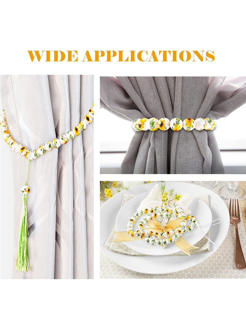 KASTWAVE 200 Pieces Flower Round Bead Sunflower Ceramic Beads Porcelain Flower Beads DIY Spacer Bead Sunflower Pattern Beads 10 mm for Handmade Jewelry Making Bracelets Necklace Traditional Chinese Style - Image 5