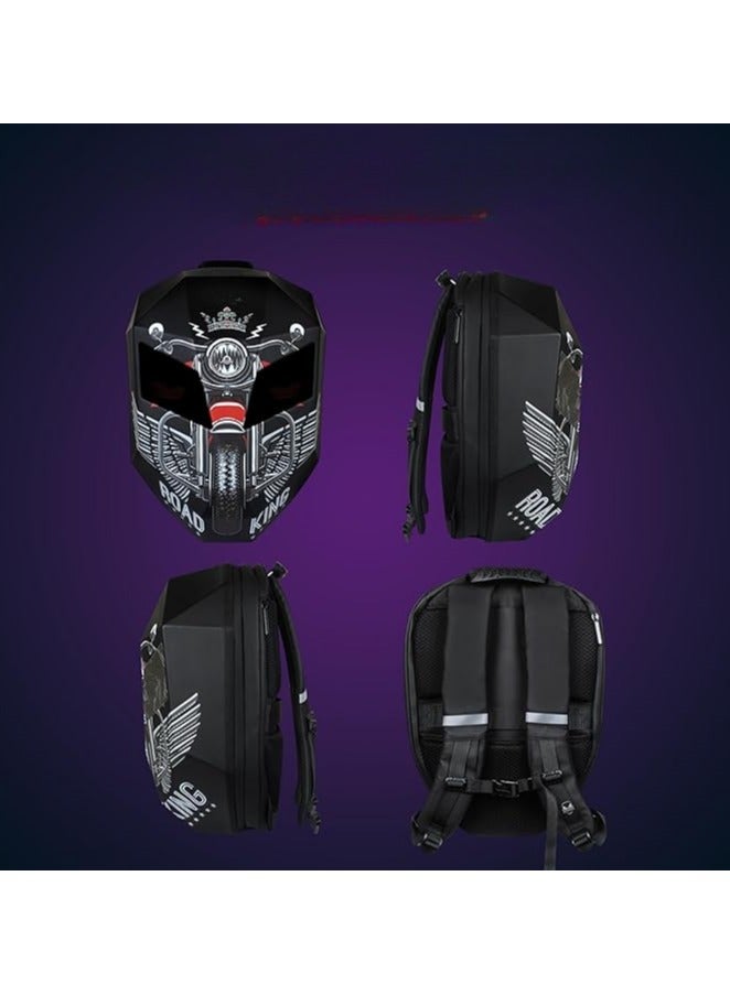 حقيبة ظهر دراجة نارية من Crelander حقيبة ظهر الفارس قابلة للبرمجة بإضاءة LED حقيبة كمبيوتر محمول صلبة لركوب الدراجات النارية بشاشة عالية الدقة ومنضر جميل لون اسود - Image 5