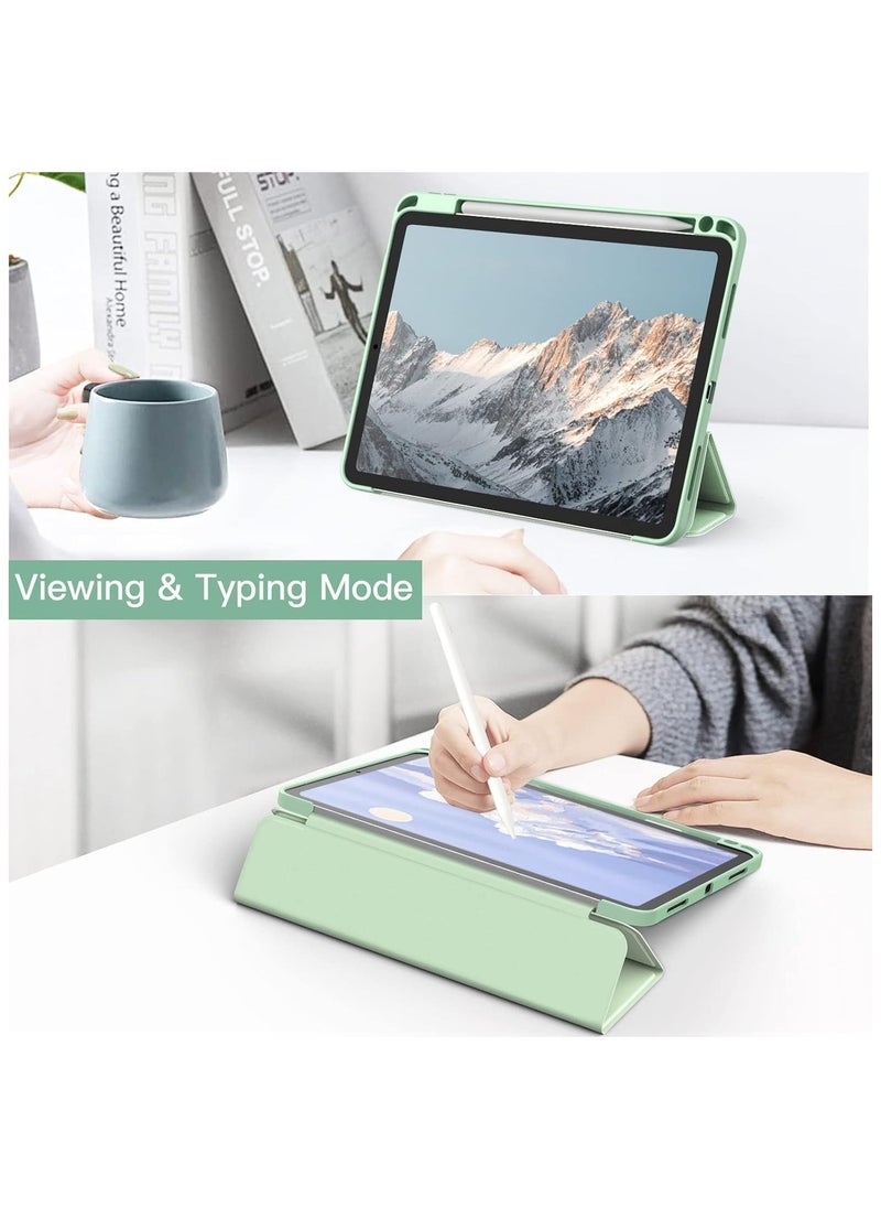 ماركة غير محددة - iPad الجيل العاشر Air 5 2022 / Air 4، غطاء ذكي مقاس 10.9 بوصة مع حامل (2022/2020) مع حامل أقلام، غطاء ذكي قابل للقفل/تشغيل الشاشة التلقائي/معرف اللمس، غطاء مع تشغيل/نوم تلقائي، أخضر فاتح - Image 1