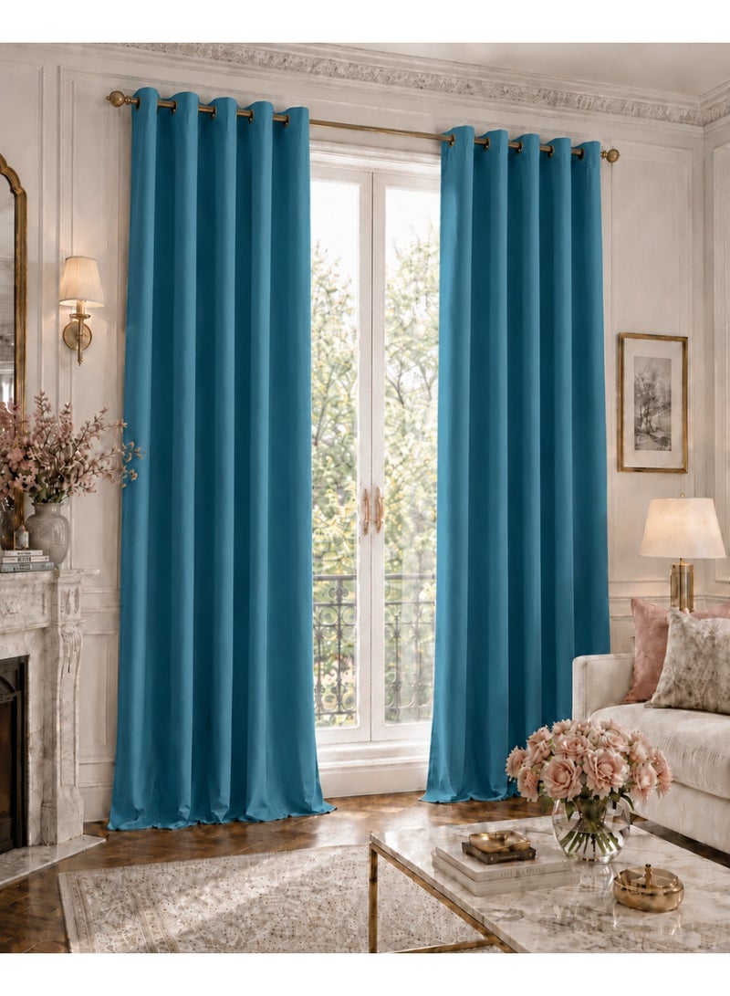 Amali Regal Dimout curtains with 16 Grommets in 2 panels Size (W132 x L 274cm) for living room Decor or bedroom window noise reduction and light blocking - Image 1