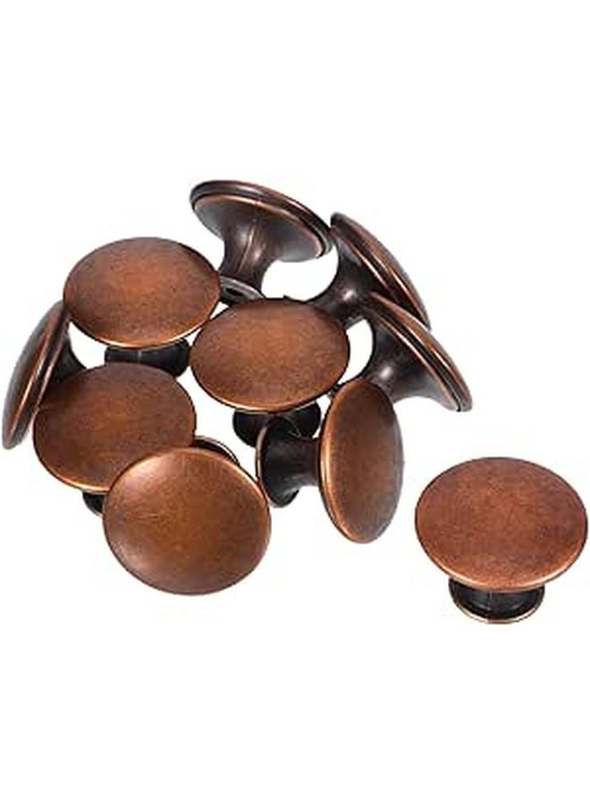 Red Bronze Single Hole Cabinet Handles 10Pcs Round Flat Head Drawer Pulls For Kitchen Wardrobe Furniture - Image 1