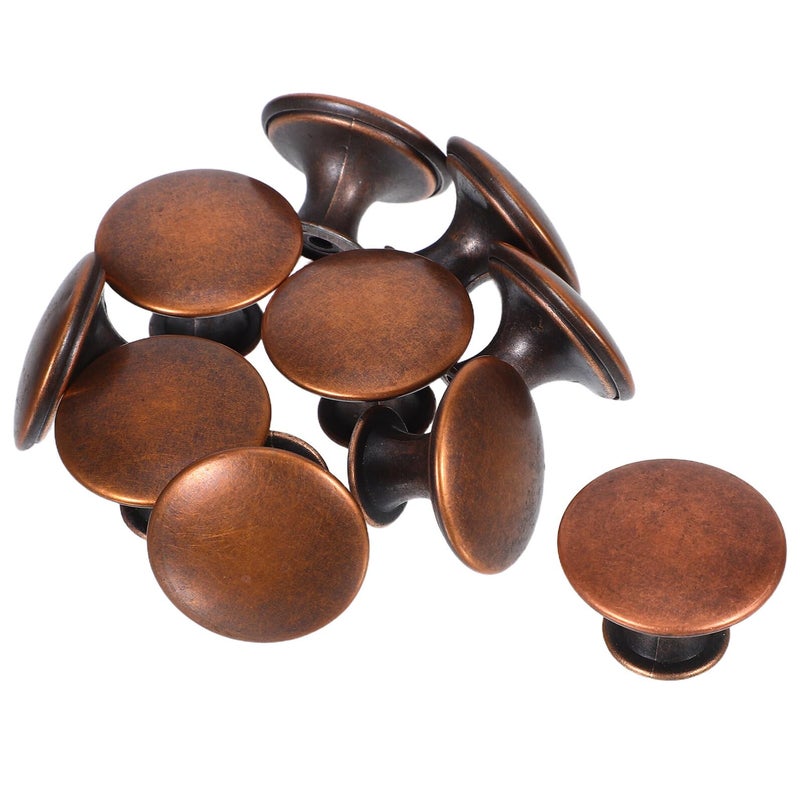 Red Bronze Single Hole Cabinet Handles 10Pcs Round Flat Head Drawer Pulls For Kitchen Wardrobe Furniture - Image 2