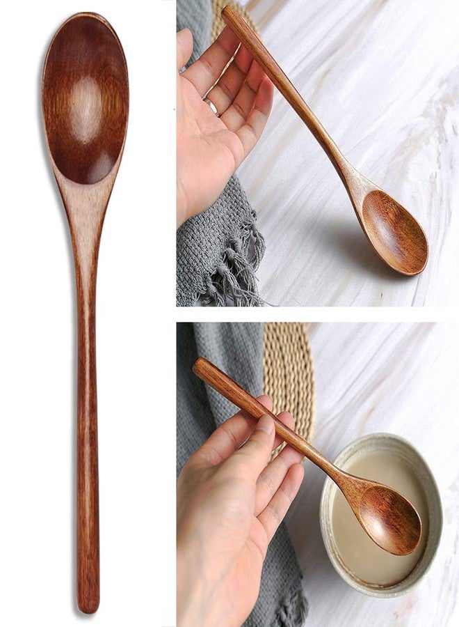 Renawe Wooden Spoon and Fork for Eating Utensil Set Lunch Wood Cutlery Japanese Silverware Sets Wooden Flatware Reusable Bamboo Eat Utensils Korean Small Wood Forks Spoons - Image 4