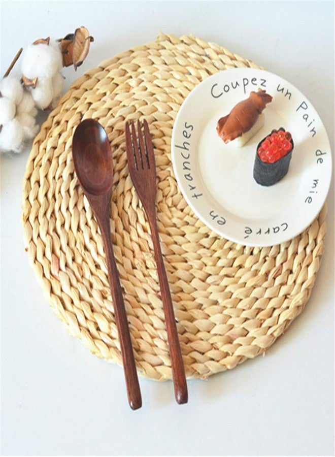 Renawe Wooden Spoon and Fork for Eating Utensil Set Lunch Wood Cutlery Japanese Silverware Sets Wooden Flatware Reusable Bamboo Eat Utensils Korean Small Wood Forks Spoons - Image 3