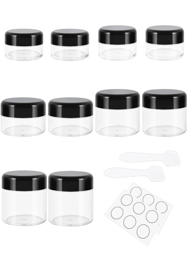 GOLACKY 10 Pieces Small Travel Containers, 3/5/10/15/20 Gram Size for Creams, Sample With Screw Lids, 12Pcs Labels/2Pcs Mini Spatulas, Plastic Makeup (Black) - Image 1