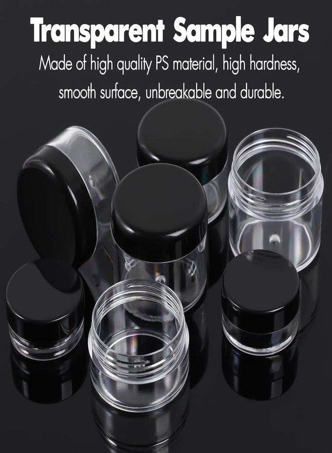 GOLACKY 10 Pieces Small Travel Containers, 3/5/10/15/20 Gram Size for Creams, Sample With Screw Lids, 12Pcs Labels/2Pcs Mini Spatulas, Plastic Makeup (Black) - Image 2