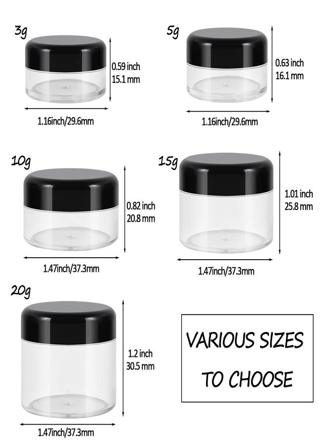 GOLACKY 10 Pieces Small Travel Containers, 3/5/10/15/20 Gram Size for Creams, Sample With Screw Lids, 12Pcs Labels/2Pcs Mini Spatulas, Plastic Makeup (Black) - Image 3