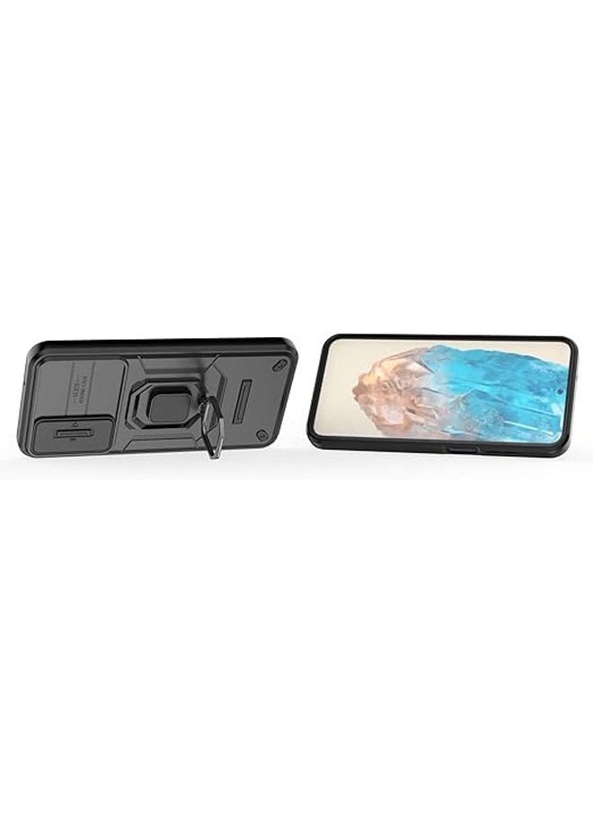 Generic - Case compatible with Samsung Galaxy M35 5G, 360° Metal Ring Magnetic Bracket Case with Lens Sliding Window, TPU+PC Shockproof Case for Galaxy M35 - Image 1
