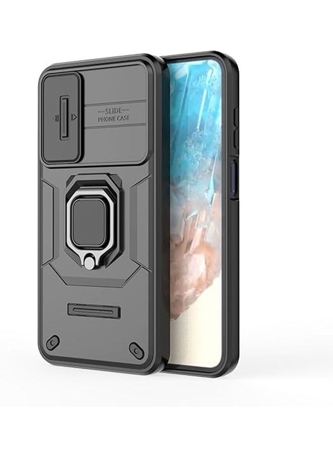 Generic - Case compatible with Samsung Galaxy M35 5G, 360° Metal Ring Magnetic Bracket Case with Lens Sliding Window, TPU+PC Shockproof Case for Galaxy M35 - Image 1
