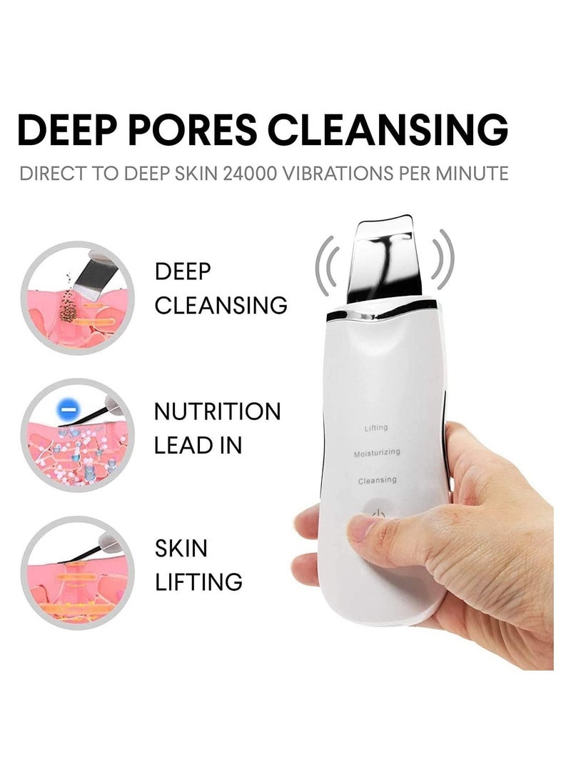 Y&D Vibrate Deep Face Cleaning Skin Scrubber, Remove Dirt Blackhead Reduce Wrinkles Facial Lifting Peeling Ultrasonic Shovel White  - Image 2