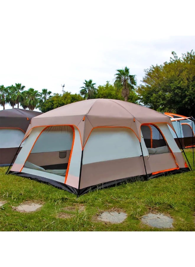 توبيز خيمة توبي الجديدة للتخييم الخارجي بطبقتين، تتسع من 8 إلى 12 شخصًا، وتحتوي على غرفة نوم وغرفة معيشة، وكابينة عائلية (لون كاكي) - Image 3