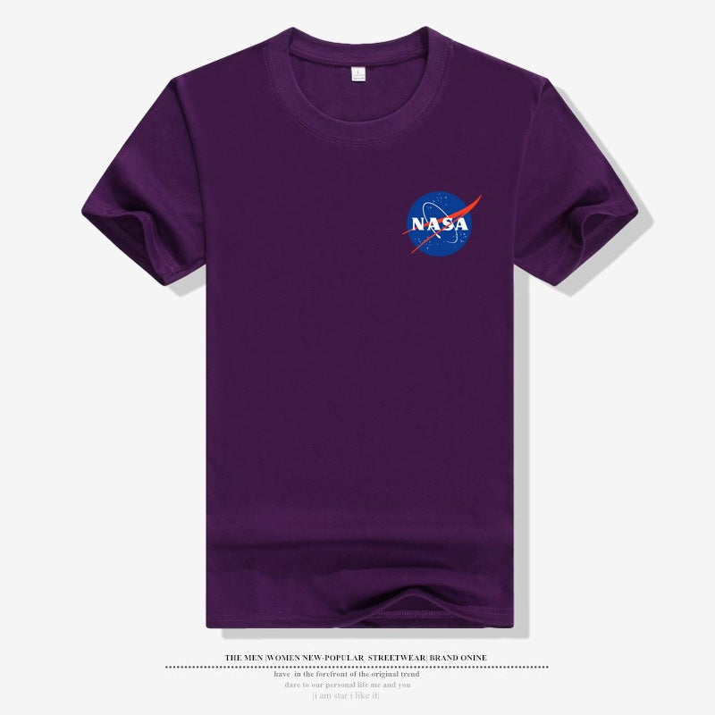 American Astronaut Nasa Galaxy Earth Print T-Shirt Cotton Crewneck Half Sleeve Shirt Couple Sports Top - Image 1