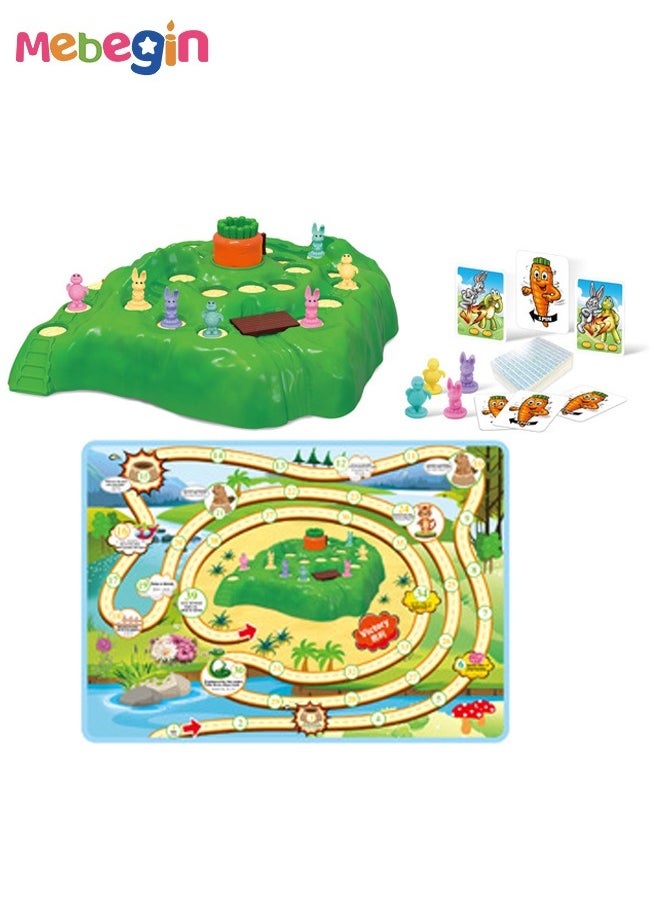 MEBEGIN - Fun Bunny Game Playset with 1 Map and 48 Cards, Engaging Board Game for Kids and Adults, A Bunny Race to the Top, Puzzle Game for 2-4 Players, Suitable for Party Time and Family Activities, Ideal Gift for Kids Aged 3+ - Image 1