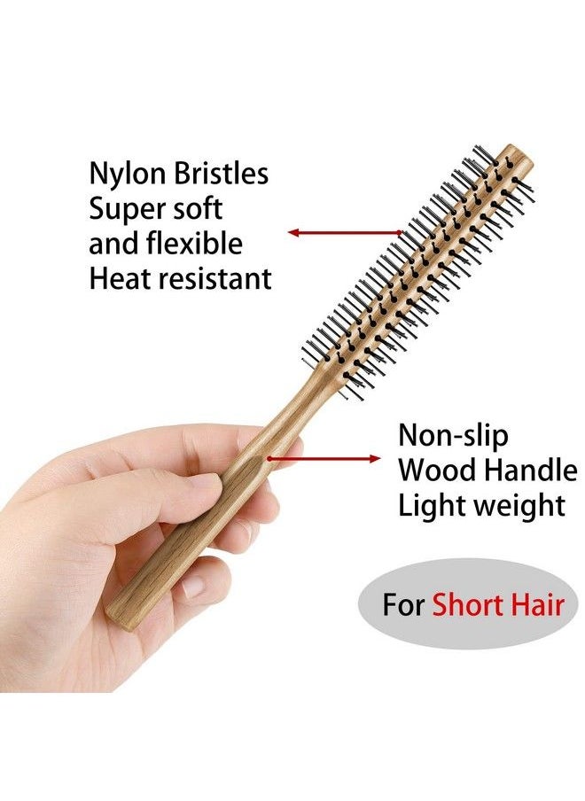 Geiserailie 2 Pieces Thick Round Hair Comb Bristle Round Hair Brush Blow Drying Hairbrush Small Brush Short Hair Massage Comb Head Massage Round Brush Roll Hairbrush For Wet Or Dry Hair (Black Wood Color)  - Image 4
