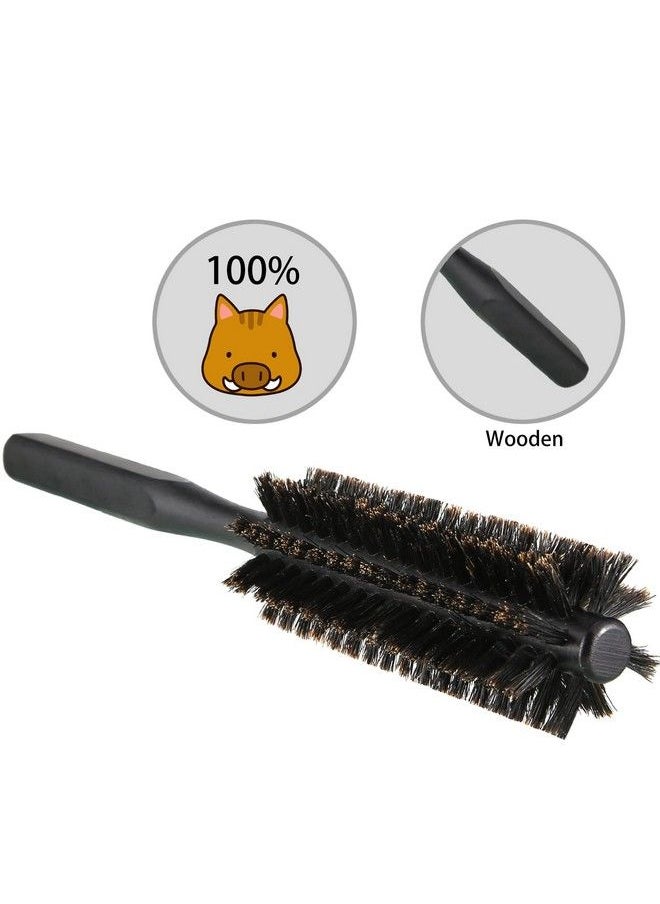 Geiserailie 2 Pieces Thick Round Hair Comb Bristle Round Hair Brush Blow Drying Hairbrush Small Brush Short Hair Massage Comb Head Massage Round Brush Roll Hairbrush For Wet Or Dry Hair (Black Wood Color)  - Image 5