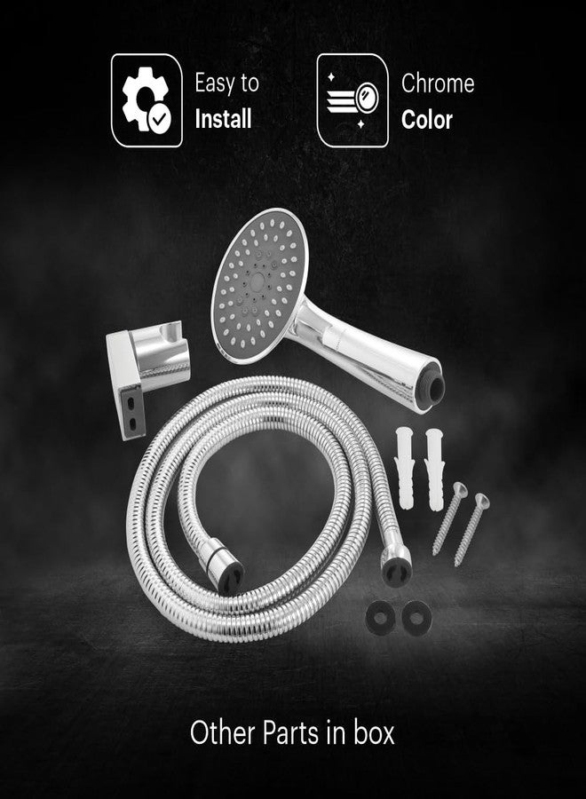 Johnson Bathrooms دش يدوي بيضاوي الشكل من جونسون هيدرا بثلاثة تدفقات مع خرطوم بطول 1.5 متر وخطاف | إعداد تدفق متعدد 3 في 1 | مطر، تدليك، ورذاذ | مصنوع من مادة ABS | ضمان لمدة عام واحد | (S0052OAMZ - كروم) - Image 3