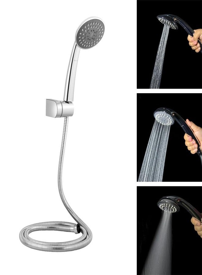 Johnson Bathrooms دش يدوي بيضاوي الشكل من جونسون هيدرا بثلاثة تدفقات مع خرطوم بطول 1.5 متر وخطاف | إعداد تدفق متعدد 3 في 1 | مطر، تدليك، ورذاذ | مصنوع من مادة ABS | ضمان لمدة عام واحد | (S0052OAMZ - كروم) - Image 1