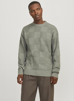 JACK & JONES Checked Crew Neck Sweater  - Image 1