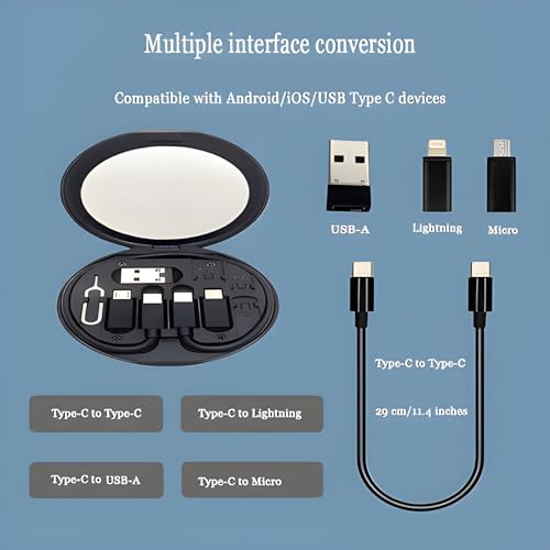 VEROX All in One Mobile Stand Compatible with 60W Travel Accessories Cable Set Type C to Type C Cable | Type C to OTG | Type-C to Micro USB OTG | Type C to USB | Sim Ejector Pin-Black - Image 4