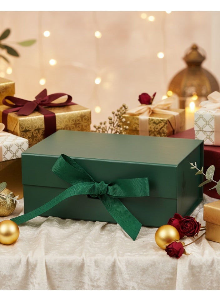 Neox Gift Box, 33*25*12cm Green Large Gift Box Empty with Ribbon,Folding Gift Boxes for Presents With Lid, Big Gift Box with Ribbon for Mother's Day,Valentine's Day,Birthdays,Party Green Large Gift Box for Festival, Birthday, Anniversary - Image 2