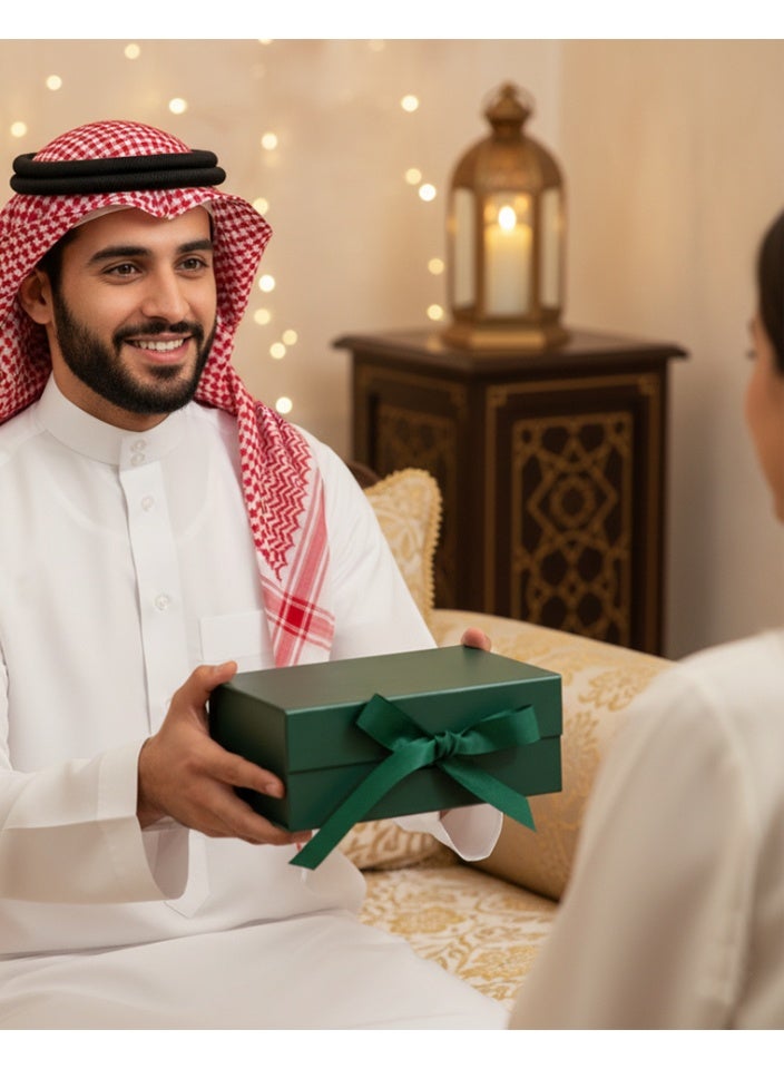 Neox Gift Box, 33*25*12cm Green Large Gift Box Empty with Ribbon,Folding Gift Boxes for Presents With Lid, Big Gift Box with Ribbon for Mother's Day,Valentine's Day,Birthdays,Party Green Large Gift Box for Festival, Birthday, Anniversary - Image 3