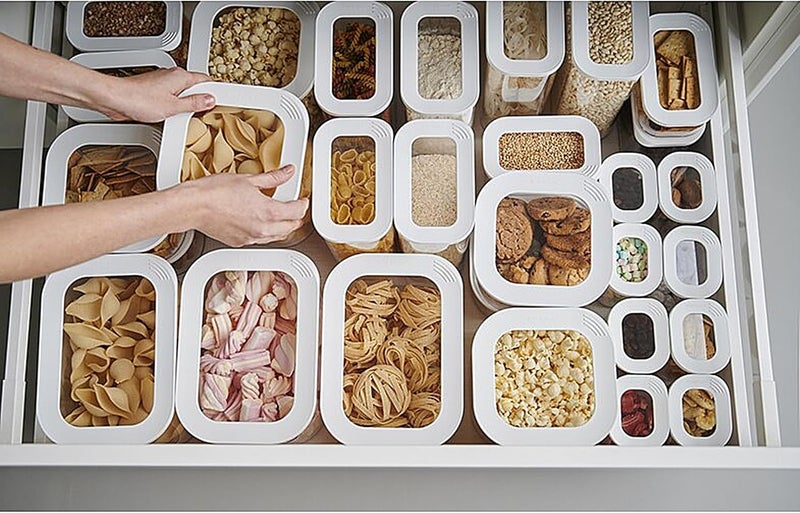 Mepal Promo Set Modula 9 pcs-Transparent Storage Boxes-Stackable-Made in Holland, Plastic, Clear White - Image 3
