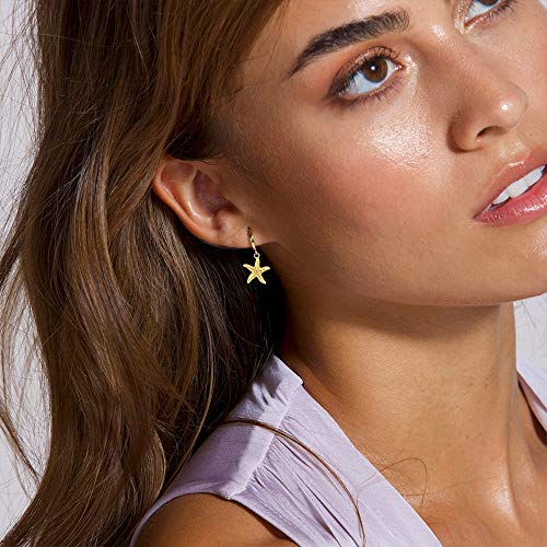 SANNYRA Starfish Earrings for Women - 14K Gold Plated Beach Sea Drop Dangle Earrings - Seashell Beachy Jewelry - Image 2