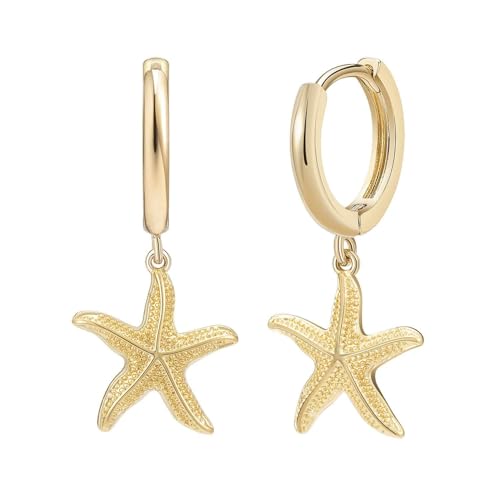 SANNYRA Starfish Earrings for Women - 14K Gold Plated Beach Sea Drop Dangle Earrings - Seashell Beachy Jewelry - Image 1