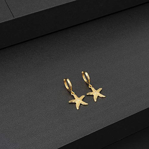 SANNYRA Starfish Earrings for Women - 14K Gold Plated Beach Sea Drop Dangle Earrings - Seashell Beachy Jewelry - Image 3