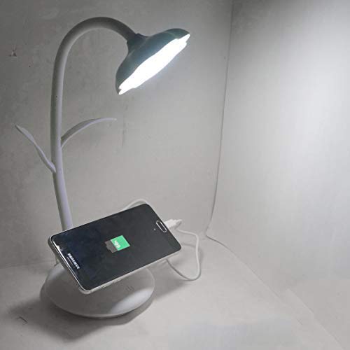 Muren USB Rechargeable LED Desk Lamp Touch White and Warm Light Dimming Setting Table Lamp for Children Reading Study Power Bank Pen Holder and Phone MultiFunctional Desk Lamp White - Image 5