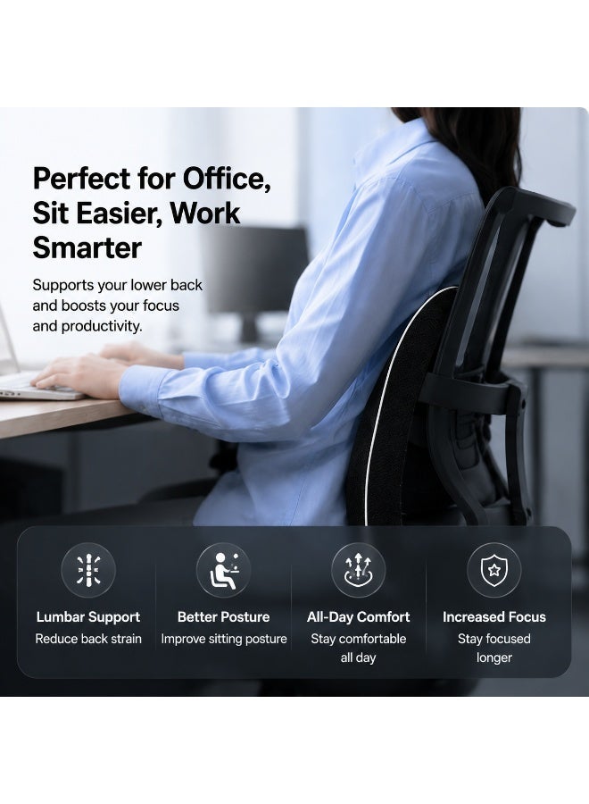 EXCLIFE Car lumbar support, slow rebound memory foam lumbar support cushion, office chair backrest cushion - Image 4