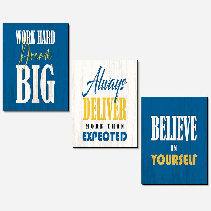 KOTART kotart Motivational Quotes MDF Panel Posters for Room and Office Decoration Inspirational Wall Frames Panel for Home and Office Wall Decor 9 x 12 inch Wood Pack of 3 Quotes Wall Posters B  - Image 1