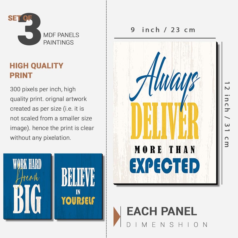 KOTART kotart Motivational Quotes MDF Panel Posters for Room and Office Decoration Inspirational Wall Frames Panel for Home and Office Wall Decor 9 x 12 inch Wood Pack of 3 Quotes Wall Posters B  - Image 3