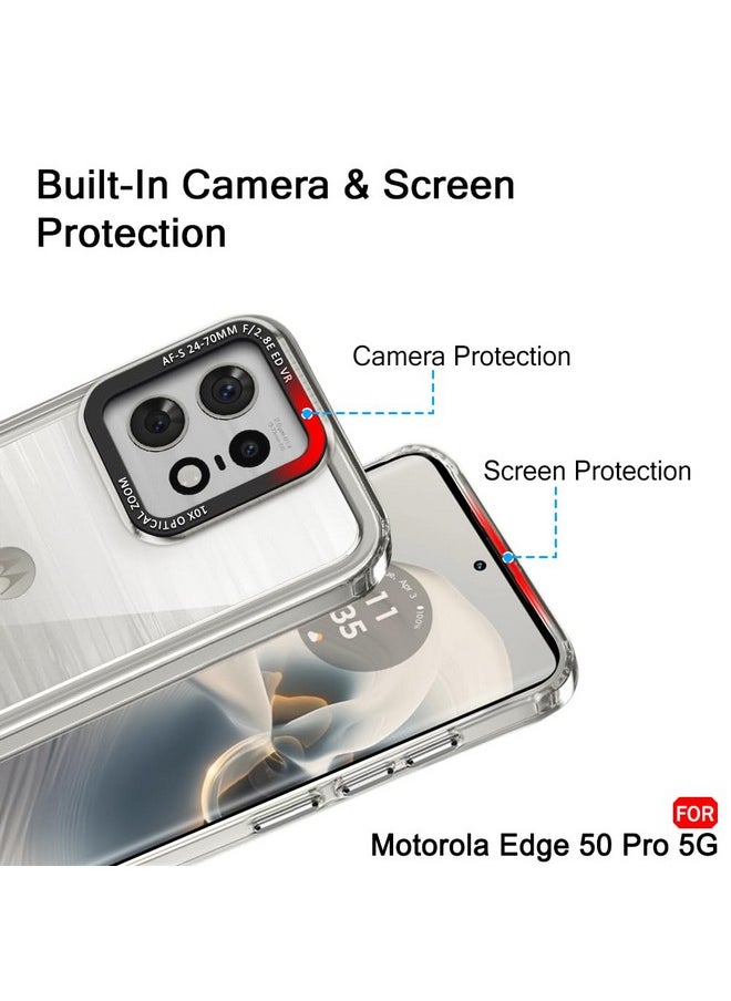 ذا جيفت كارت جراب خلفي مقاوم للصدمات من TheGiftKart لهاتف Motorola Moto Edge 50 Pro 5G | إطار كاميرا أنيق | أزرار مطلية | جراب خلفي صلب شفاف للغاية لهاتف Moto Edge 50 Pro (TPU&PC، مصد شفاف)  - Image 4