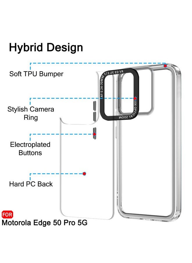 ذا جيفت كارت جراب خلفي مقاوم للصدمات من TheGiftKart لهاتف Motorola Moto Edge 50 Pro 5G | إطار كاميرا أنيق | أزرار مطلية | جراب خلفي صلب شفاف للغاية لهاتف Moto Edge 50 Pro (TPU&PC، مصد شفاف)  - Image 3