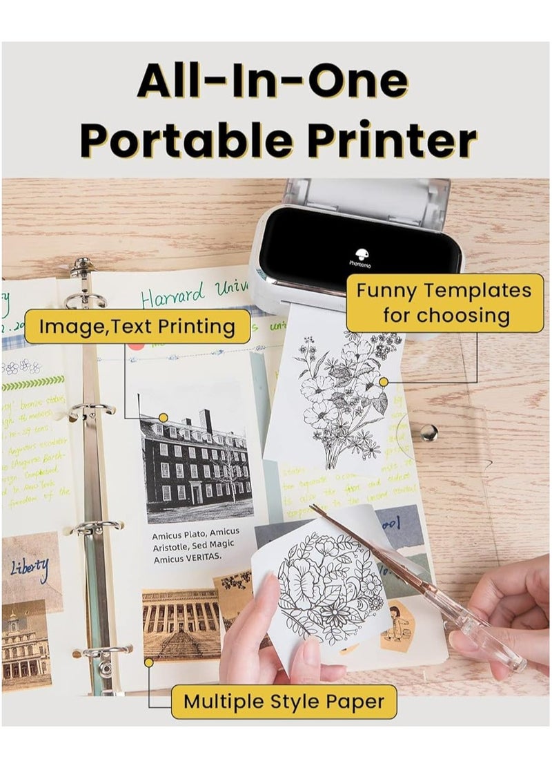 phomemo - M03 Portable Printer-Bluetooth Portable Printer Photo Printer Wireless Portable Mobile Printer Thermal Printer Compatible with iOS + Android,,Cute School Supplies - Image 1