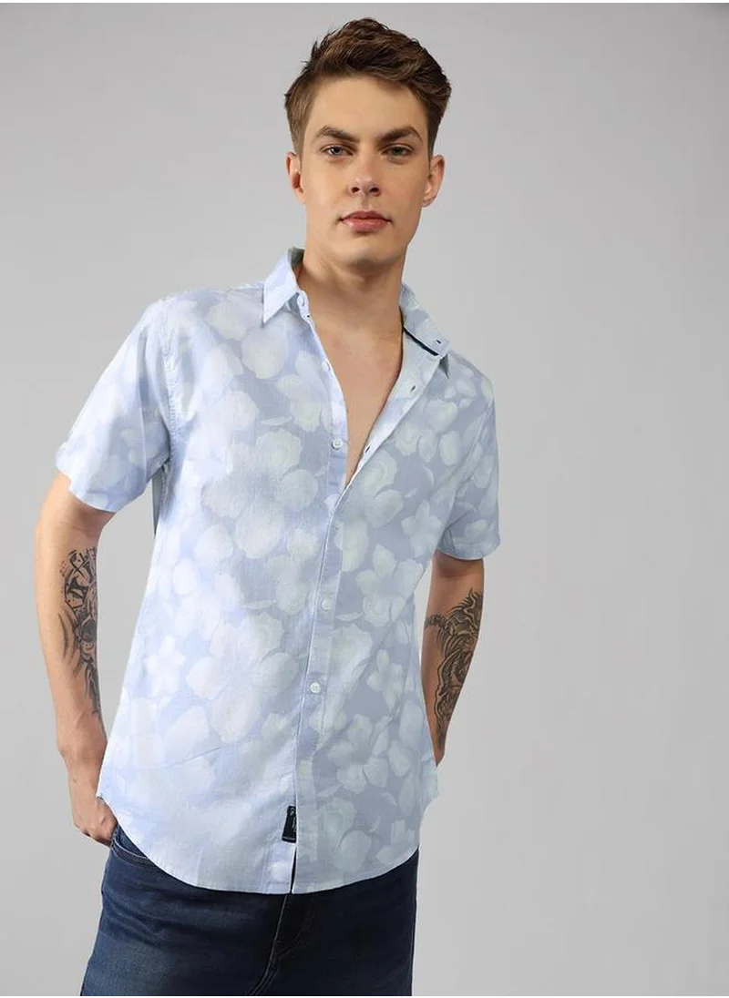 دينيس لينغو Men's Multicoloured 100% Polyester Printed Button Down Relaxed Fit Shirt