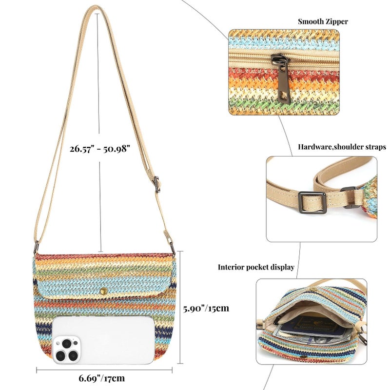 BBORGDC Original Design Woven Straw Crossbody Purse for Women â€“ Small Lightweight Summer Beach Bag, Adjustable Strap Cell Phone Purse, Travel Gift, Purses for Women Clearance - Image 4