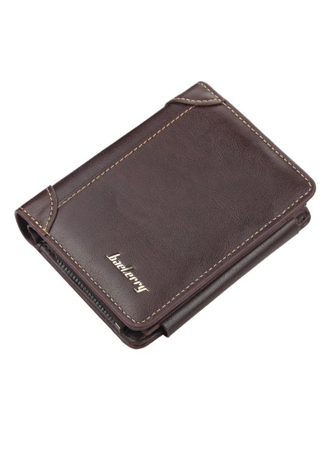 بايلليري محفظة بنية للرجال قصيرة بسحاب من BAELLERRY وحامل بطاقات رفيع وعصري للرجال - Image 1