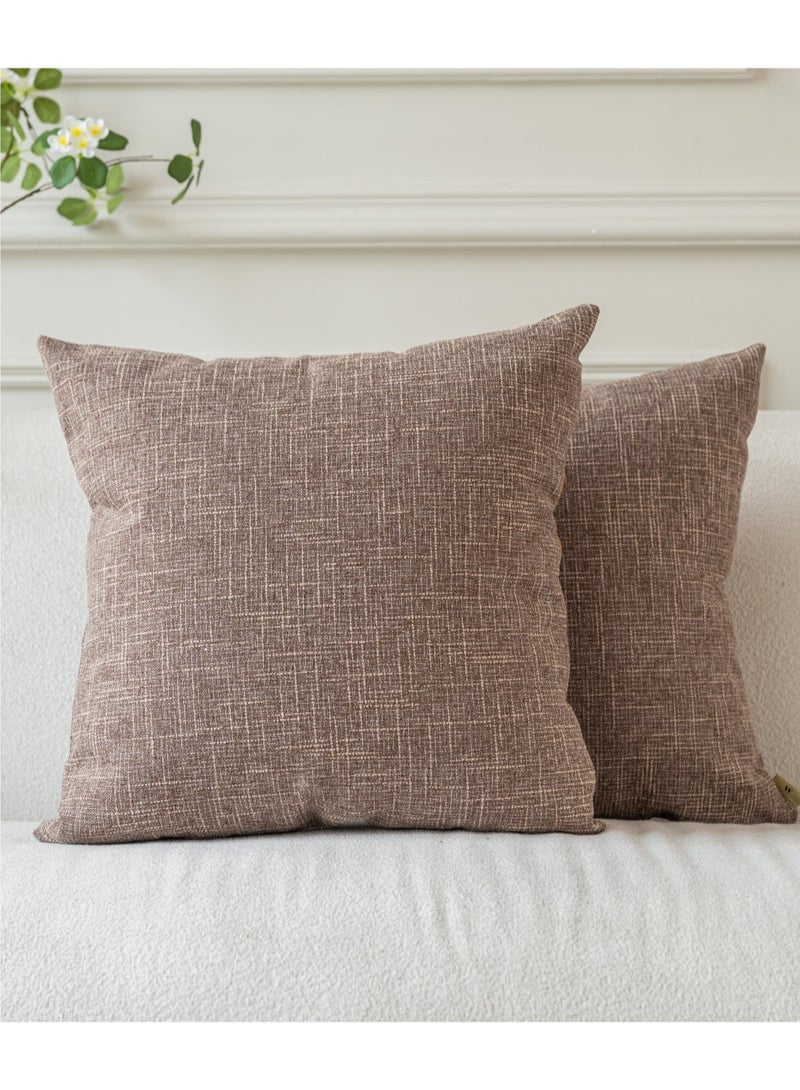 a moment a moment Set of 2 Coffee Linen Decorative Throw Pillow Covers 50 x 50 CM Farmhouse Pillow Covers with Cross for Couch Sofa Bed Living Room Home Decor - Image 1