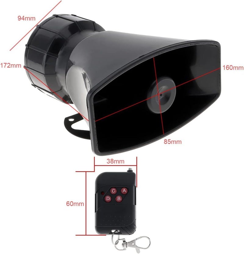 DriSentri 7 أصوات صفارة إنذار عالية للسيارة مع جهاز تحكم عن بعد 12V 100W، صفارة إنذار للسيارة - Image 2