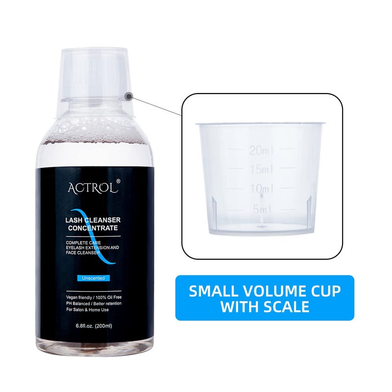 ACTROL Eyelash Cleanser Concentrate 200ml Unscented Professional Lash Shampoo Foaming Cleanser Lash Wash Concentrate for Extensions Lashes with Salon Home Care-Makes 40 Bottles - Image 2
