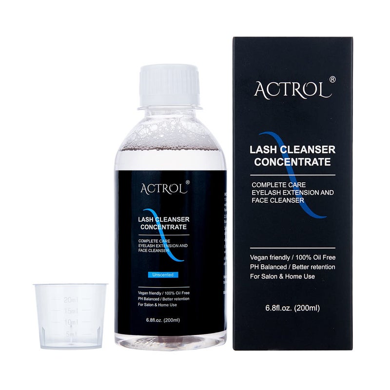 ACTROL Eyelash Cleanser Concentrate 200ml Unscented Professional Lash Shampoo Foaming Cleanser Lash Wash Concentrate for Extensions Lashes with Salon Home Care-Makes 40 Bottles - Image 1