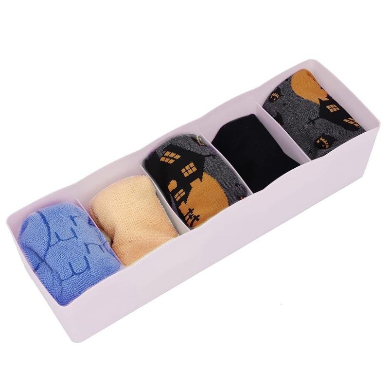 Purple 5 Grid Drawer Organizer for Bras Underwear Socks Eco Friendly Wardrobe Divider - Image 4