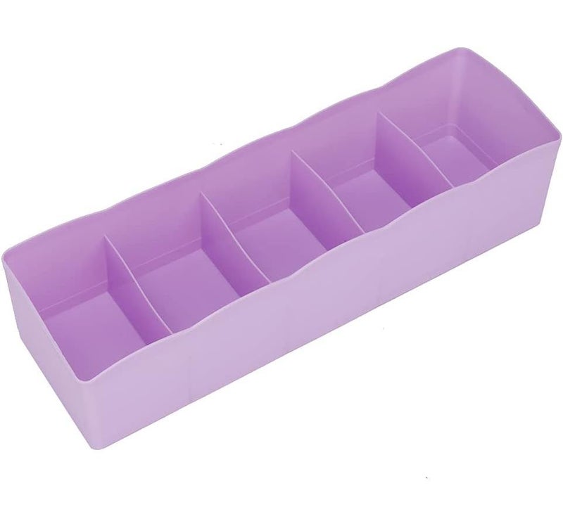 Purple 5 Grid Drawer Organizer for Bras Underwear Socks Eco Friendly Wardrobe Divider - Image 1