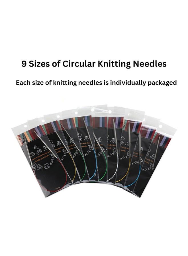 Dasonwin 9Pcs Circular Knitting Needles, 16 Inch (40CM) Stainless Round Knitting Needles Kit 9 Sizes US of 1/2/3/5/6/7/8/9/10,Easy for Beginner and Women and Knitter - Image 3